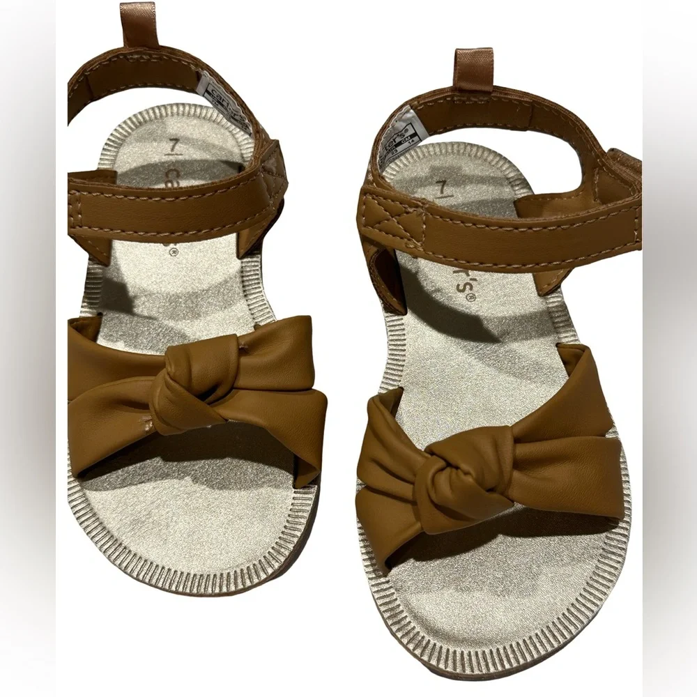 Carter’s NWOT Toddler Girl Sandals Brown Bow Size 7